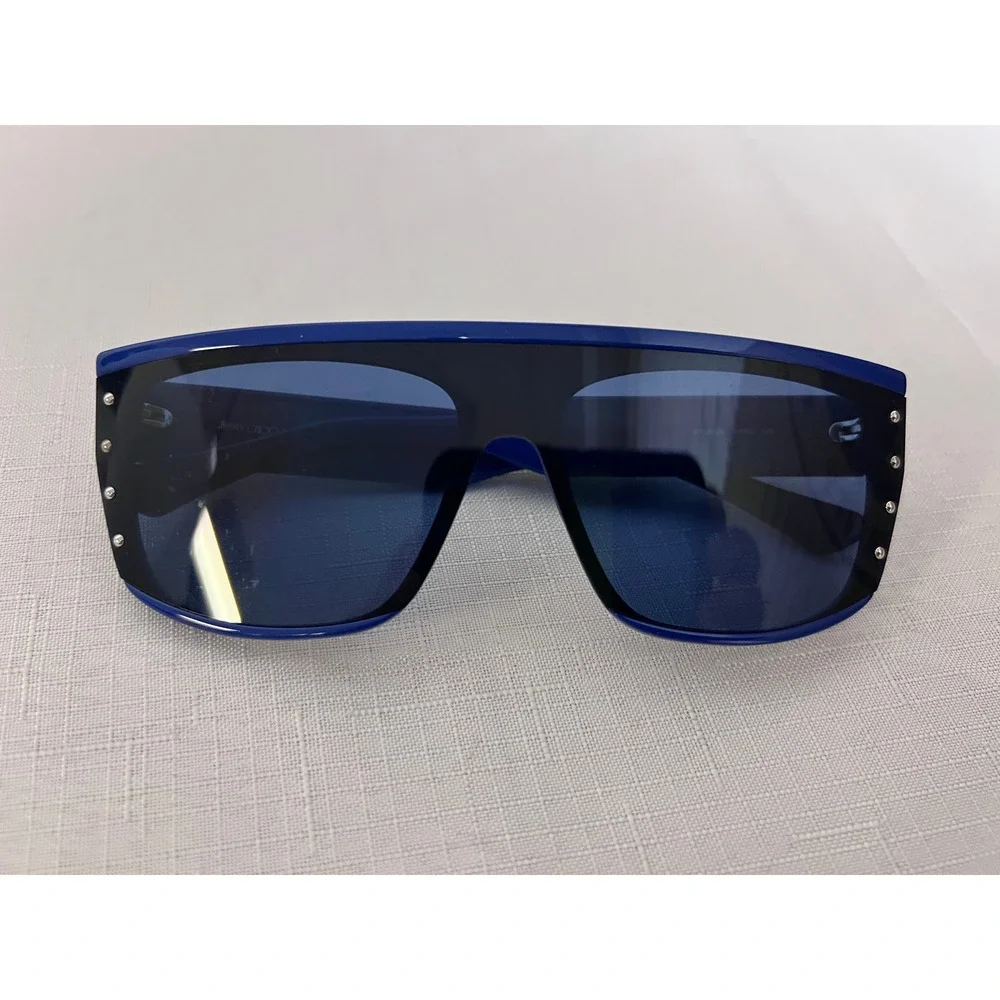 Jimmy Choo Sunglasses Women Blue Excellent Rylan/S Shield Studded Italy